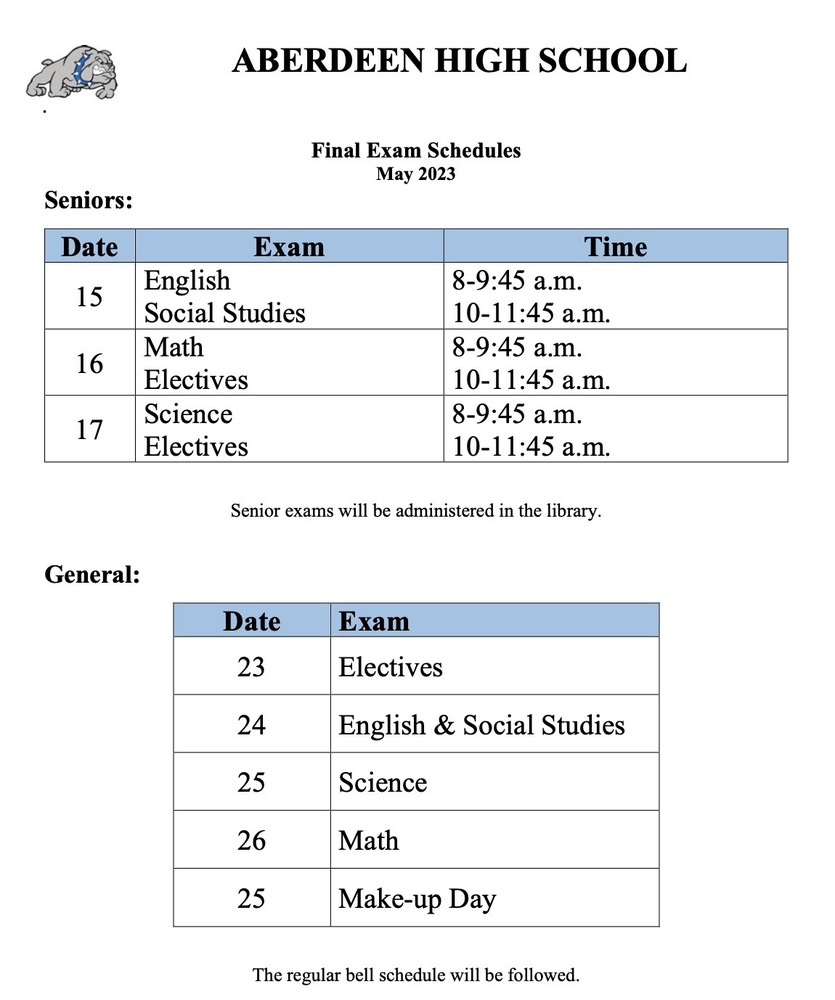 FInal Exam Schedule